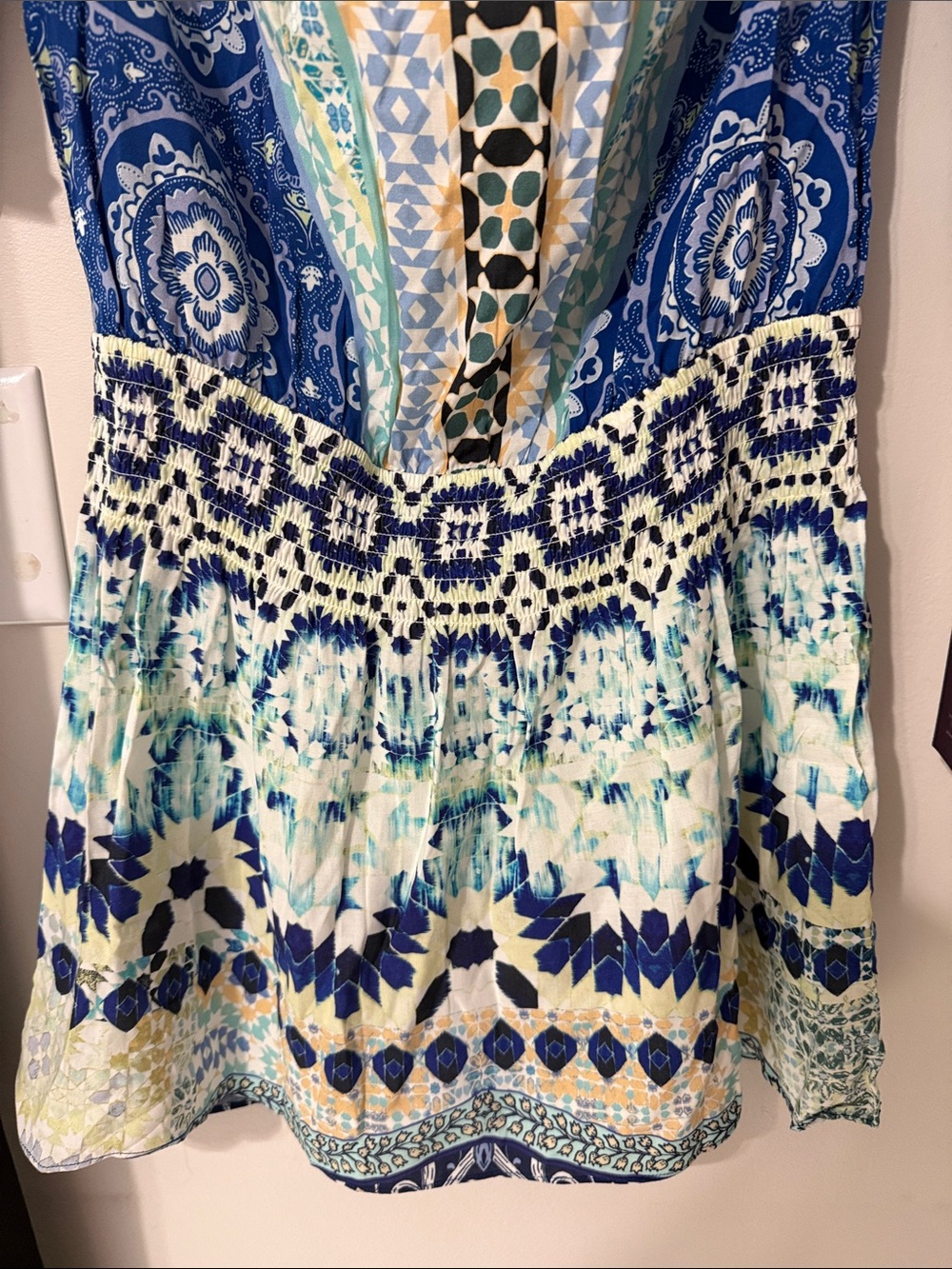 Hale Bob Blue and Teal Mosaic Off-Shoulder Tunic - Picture 4 of 11